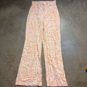 Free People Love So Right Wide Leg Womens 2 Hippie Boho Pants Peach flowers